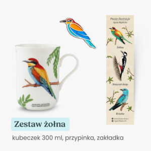 Zestaw prezentowy kubek przypinka i zakładka z żołna Tukan Media