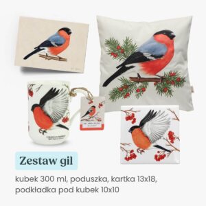 Zestaw prezentowy kubek 300 ml, podkładka pod kubek, poduszka i karteczka 13x18 gil Tukan Media