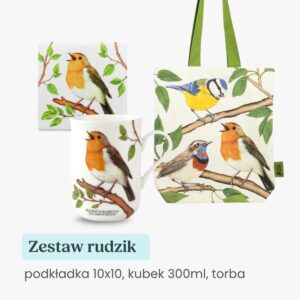 zestaw prezentowy podkładka pod kubek, torba i kubek 300 ml rudzik Tukan Media
